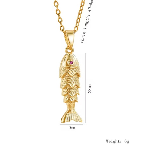Gold Fish Pendant Necklace - Picture 6 of 10